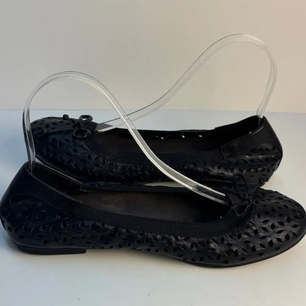 Vionic Whisper Flats Womens Size 9.5 Black Laser Cut Perforated Comfort Slip On